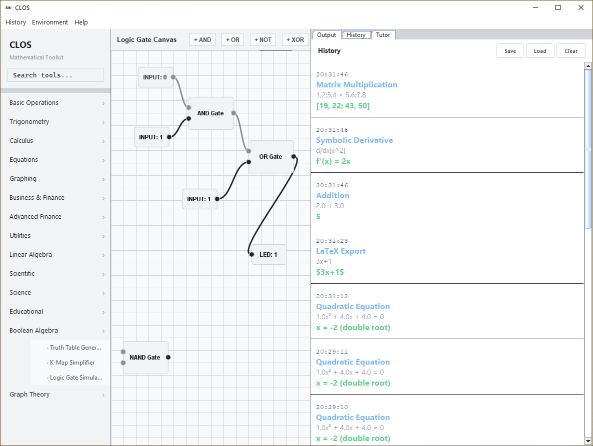 Logic gate simulation demonstration