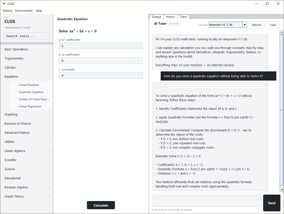 CLOS UI AI tutor view